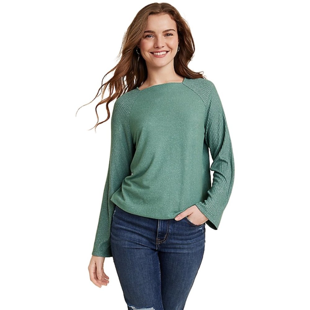 Maurices Green Bubble Hem Wide Sleeve Tee